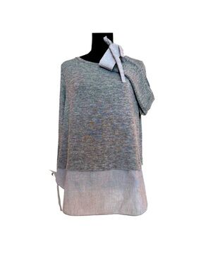 LOFT ~ Women’s Chic Gray Layered Jersey Cotton Loose Fit Sweater Top size M